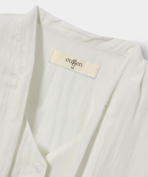 SOFT TIE BUTTON BLOUSE - 5 COLORS CREAM