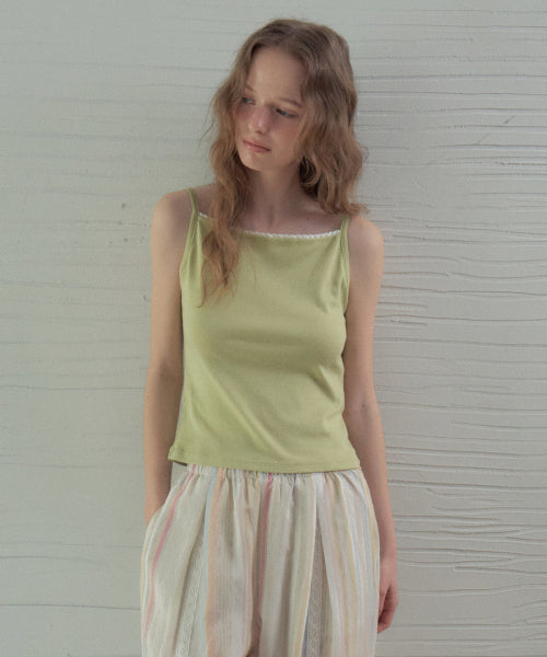 DELI LACE SLEEVELESS TEE - 2 COLORS GREEN