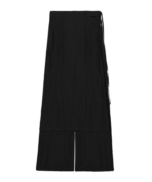 WRINKLE LAYERED WRAP SKIRT PANTS #徐睿知同款! - 3 COLORS BLACK