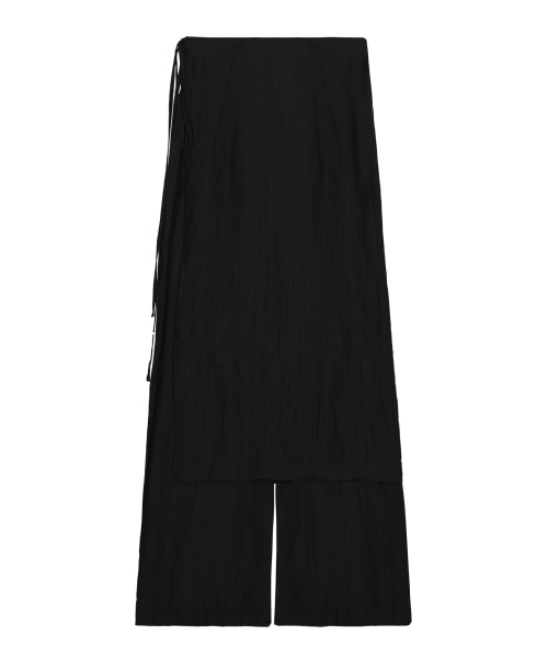 WRINKLE LAYERED WRAP SKIRT PANTS #徐睿知同款! - 3 COLORS BLACK