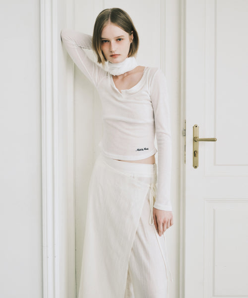 WRINKLE LAYERED WRAP SKIRT PANTS #徐睿知同款! - 3 COLORS IVORY