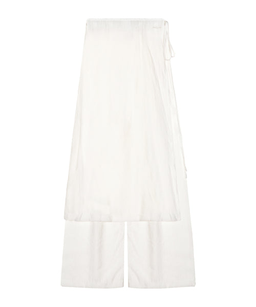 WRINKLE LAYERED WRAP SKIRT PANTS #徐睿知同款! - 3 COLORS IVORY