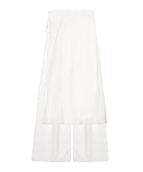 WRINKLE LAYERED WRAP SKIRT PANTS #徐睿知同款! - 3 COLORS IVORY