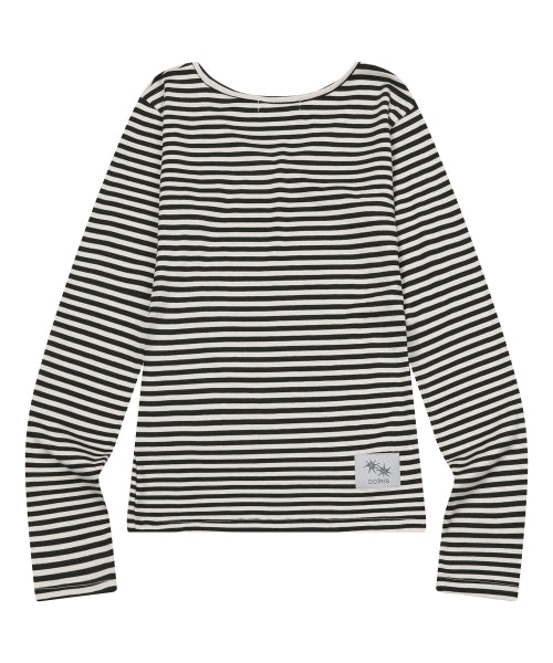 V-NECK STRIPE LONG SLEEVE TEE BLACK