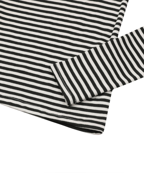 V-NECK STRIPE LONG SLEEVE TEE BLACK