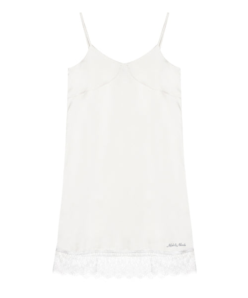 SATIN LACE SLIP DRESS #徐睿知同款! - 2 COLORS IVORY