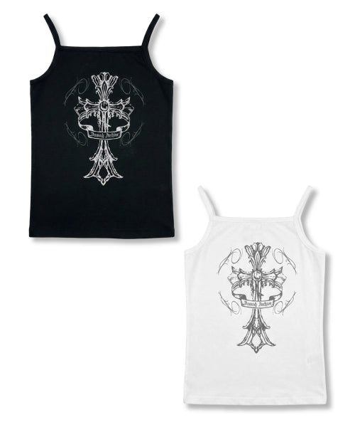 TEE CROSS SQUARE SLEEVELESS - 2 COLORS WHITE