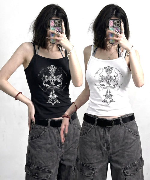 TEE CROSS SQUARE SLEEVELESS - 2 COLORS WHITE