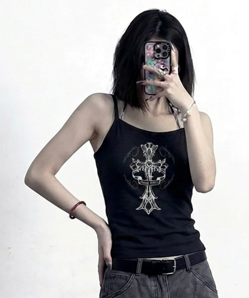 TEE CROSS SQUARE SLEEVELESS - 2 COLORS BLACK