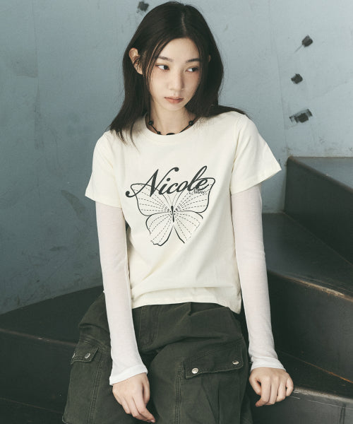 NICOLE BUTTERFLY SLIM TOP #徐睿知同款! - 3 COLORS CHARCOAL