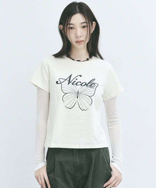 NICOLE BUTTERFLY SLIM TOP #徐睿知同款! - 3 COLORS CHARCOAL