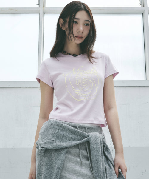 ROSE LETTERING CROPPED TOP #徐睿知同款! - 5 COLORS PINK