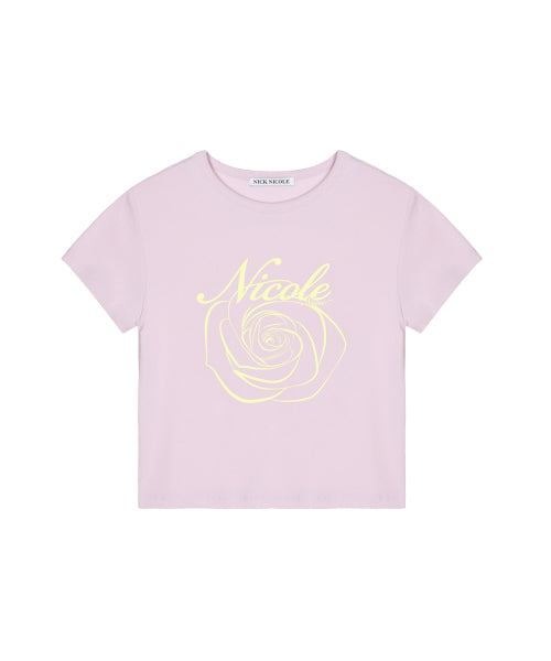 ROSE LETTERING CROPPED TOP #徐睿知同款! - 5 COLORS PINK