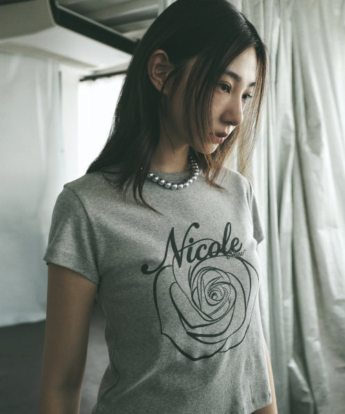 ROSE LETTERING CROPPED TOP #徐睿知同款! - 5 COLORS GREY