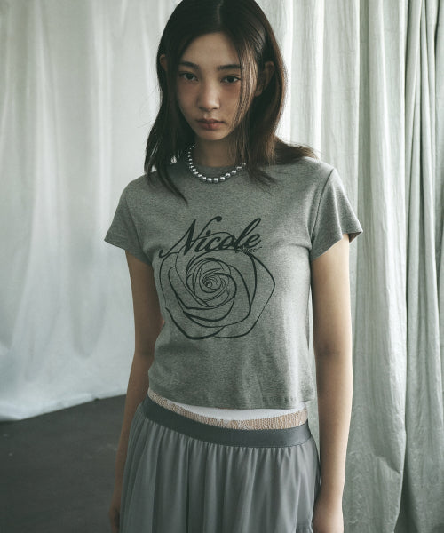 ROSE LETTERING CROPPED TOP #徐睿知同款! - 5 COLORS GREY