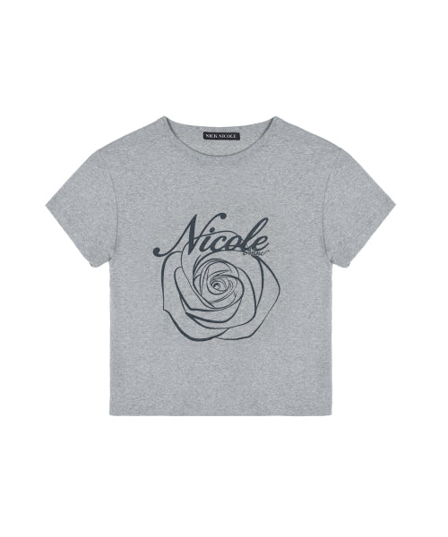 ROSE LETTERING CROPPED TOP #徐睿知同款! - 5 COLORS GREY