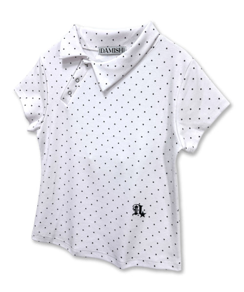 STAR DOT ASYMMETRY COLLAR TEE - 3 COLORS WHITE