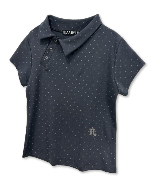 STAR DOT ASYMMETRY COLLAR TEE - 3 COLORS CHARCOAL