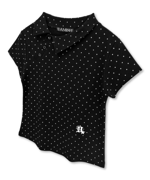 STAR DOT ASYMMETRY COLLAR TEE - 3 COLORS BLACK