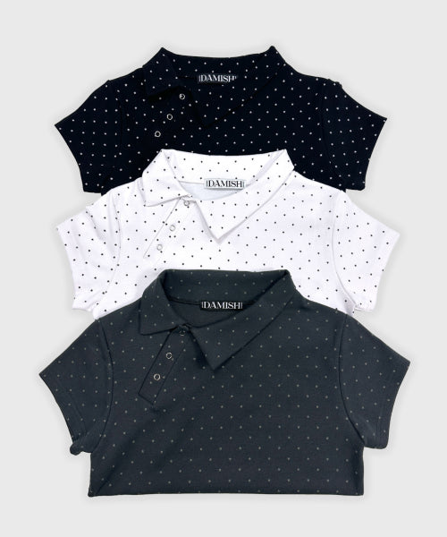 STAR DOT ASYMMETRY COLLAR TEE - 3 COLORS BLACK