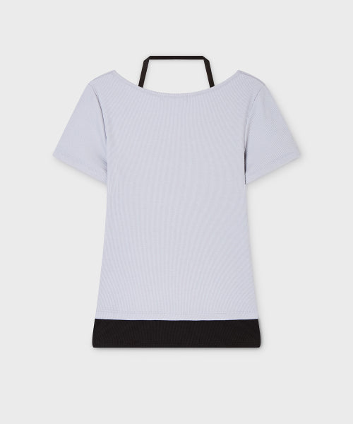 HALTER NECK LAYERED T-SHIRT - 2 COLORS BLUE