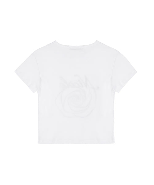 ROSE LETTERING CROPPED TOP #徐睿知同款! - 5 COLORS WHITE