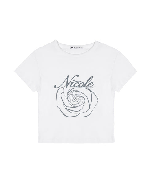 ROSE LETTERING CROPPED TOP #徐睿知同款! - 5 COLORS WHITE