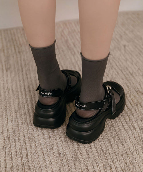 OZ SATIN EMBROIDERY PLATFORM SANDAL - 3 COLORS BLACK