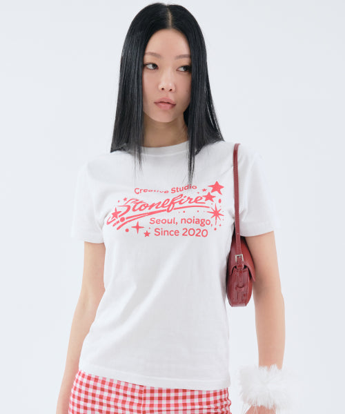 LINE PRINT T-SHIRT - 2 COLORS IVORY