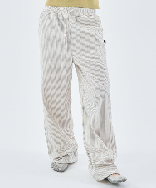 COZY STRIPE BANDING PANTS - 2 COLORS IVORY