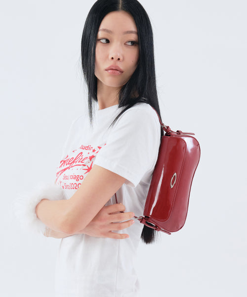 GLOSSY MINI SHOULDER BAG - 4 COLORS RED