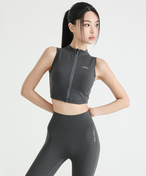 HIGH TENSION ZIP-UP SLEEVELESS BLACK
