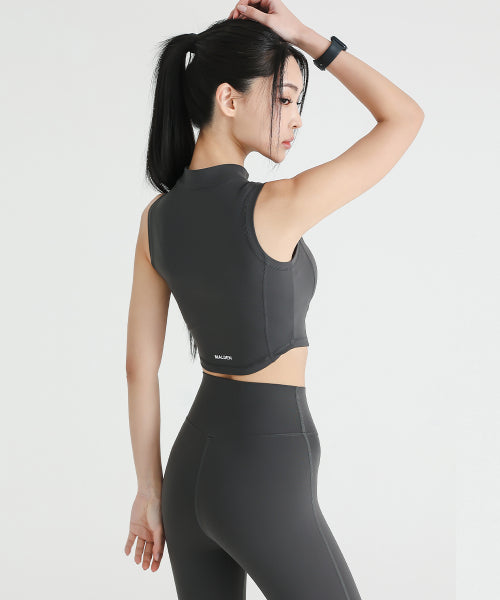 HIGH TENSION ZIP-UP SLEEVELESS BLACK