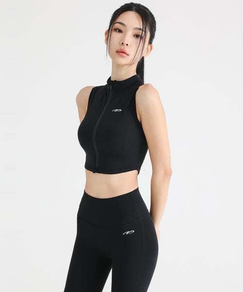 HIGH TENSION ZIP-UP SLEEVELESS BLACK
