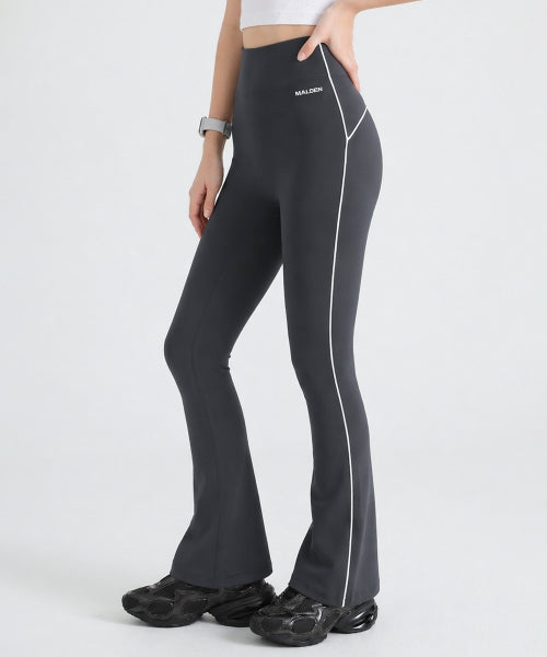 HIGH TENSION PIPING BOOTCUT LEGGINGS BLACK