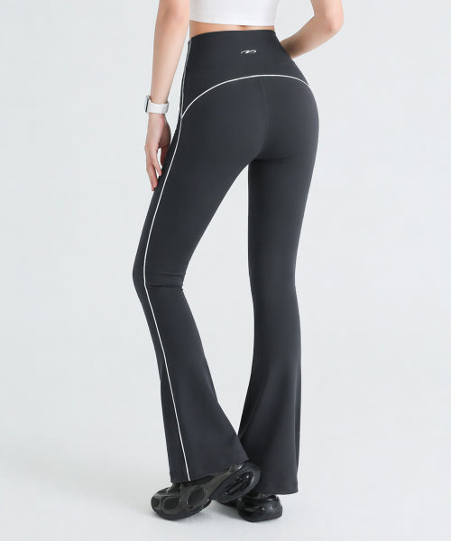 HIGH TENSION PIPING BOOTCUT LEGGINGS BLACK