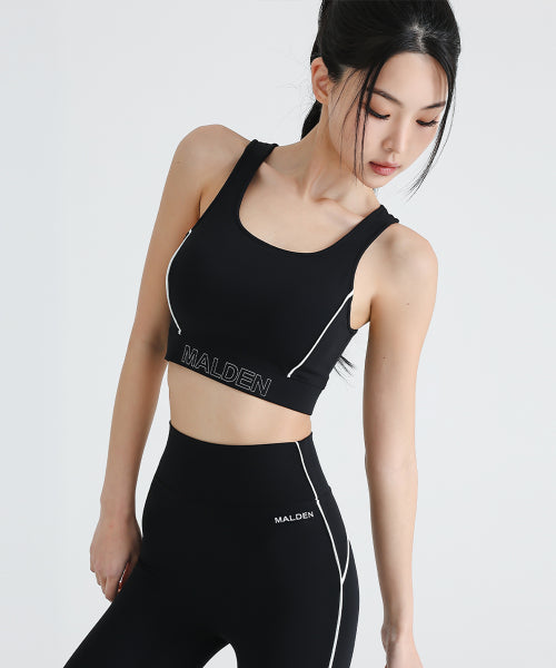 HIGH TENSION PIPING BRA TOP BLACK