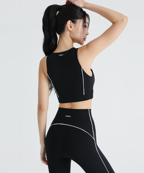 HIGH TENSION PIPING BRA TOP BLACK