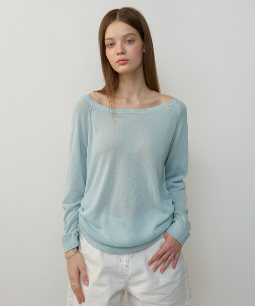 LINEN BOAT NECK PULLOVER KNIT - 2 COLORS