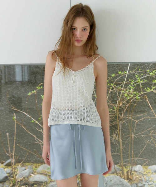LINEN CROCHET SLEEVELESS KNIT - 2 COLORS