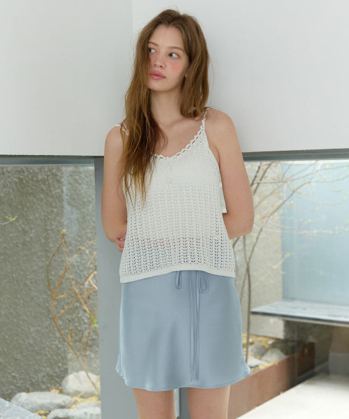 LINEN CROCHET SLEEVELESS KNIT - 2 COLORS