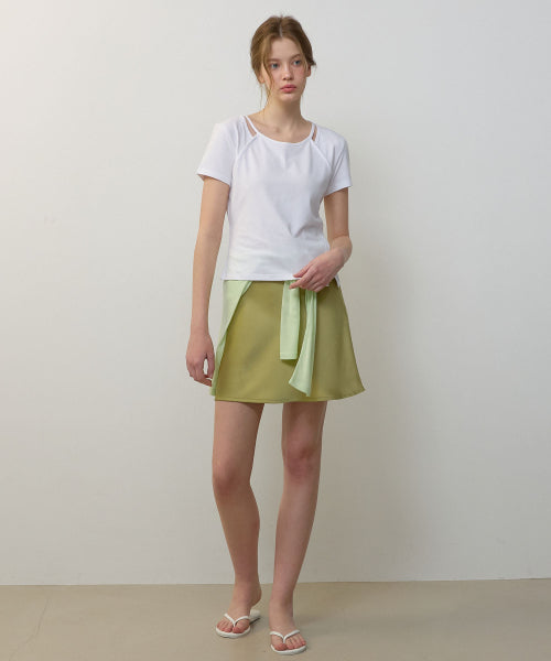 LAYERED SLIT SHORT SLEEVE TEE - 2 COLORS