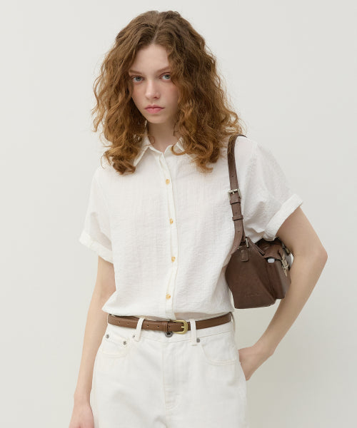 ROLL-UP BUTTON POINT SHORT SLEEVE SHIRT - 2 COLORS