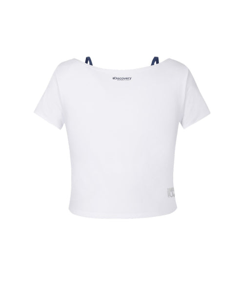 WOMEN SHORT SLEEVE CROP RASHGUARD #NINGNING同款！ - 3 COLORS WHITE