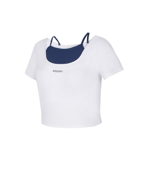 WOMEN SHORT SLEEVE CROP RASHGUARD #NINGNING同款！ - 3 COLORS WHITE