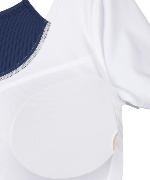 WOMEN SHORT SLEEVE CROP RASHGUARD #NINGNING同款！ - 3 COLORS WHITE