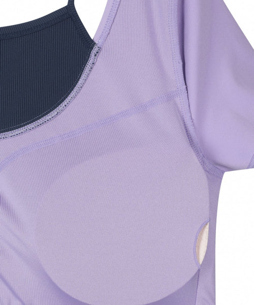WOMEN SHORT SLEEVE CROP RASHGUARD #NINGNING同款！ - 3 COLORS AS SHOWN