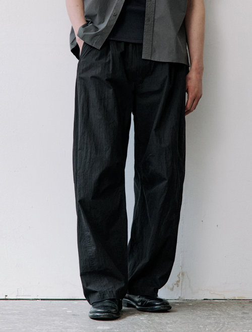 CURVED WASHED EASY PANTS - 3 COLORS BLACK