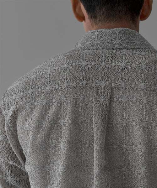 SHEER CROCHET CROP SHIRT - 3 COLORS LIGHT GREY