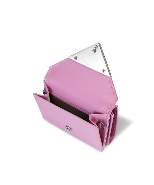 CRINKLE TRIANGLE TRIPLE WALLET LILAC PINK